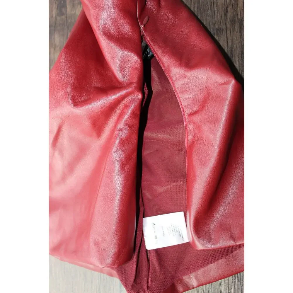 White Fox Well Behaved bustier vegan leather tube top gathered burgundy XS - Picture 5 of 10